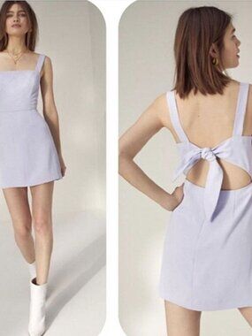 Aritzia Wilfred Ecoulement Tie Back Mini Dress Light Purple Lilac Lavender Sz 6